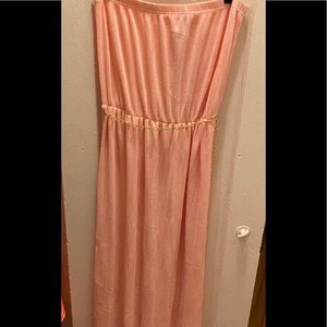 Strapless Satin Coral Dress Plus gold belt